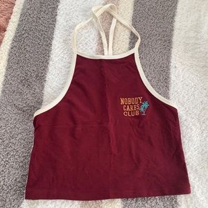 Halter embroidered crop top